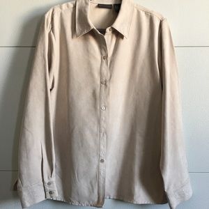 Women’s Soft Cream Colored Button Down Long Sleeve, Size XL, cute detailing